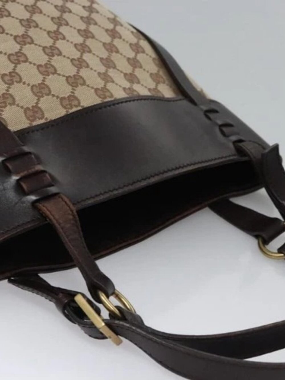 GUCCI GG Canvas Tote Bag Beige Brown gold - Picture 6 of 15